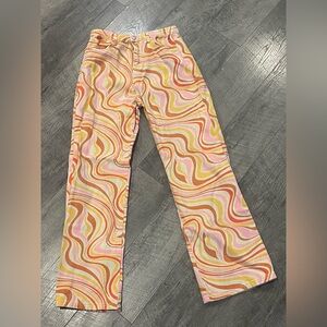 Colorful Swirl Flare & Wide Leg Jeans